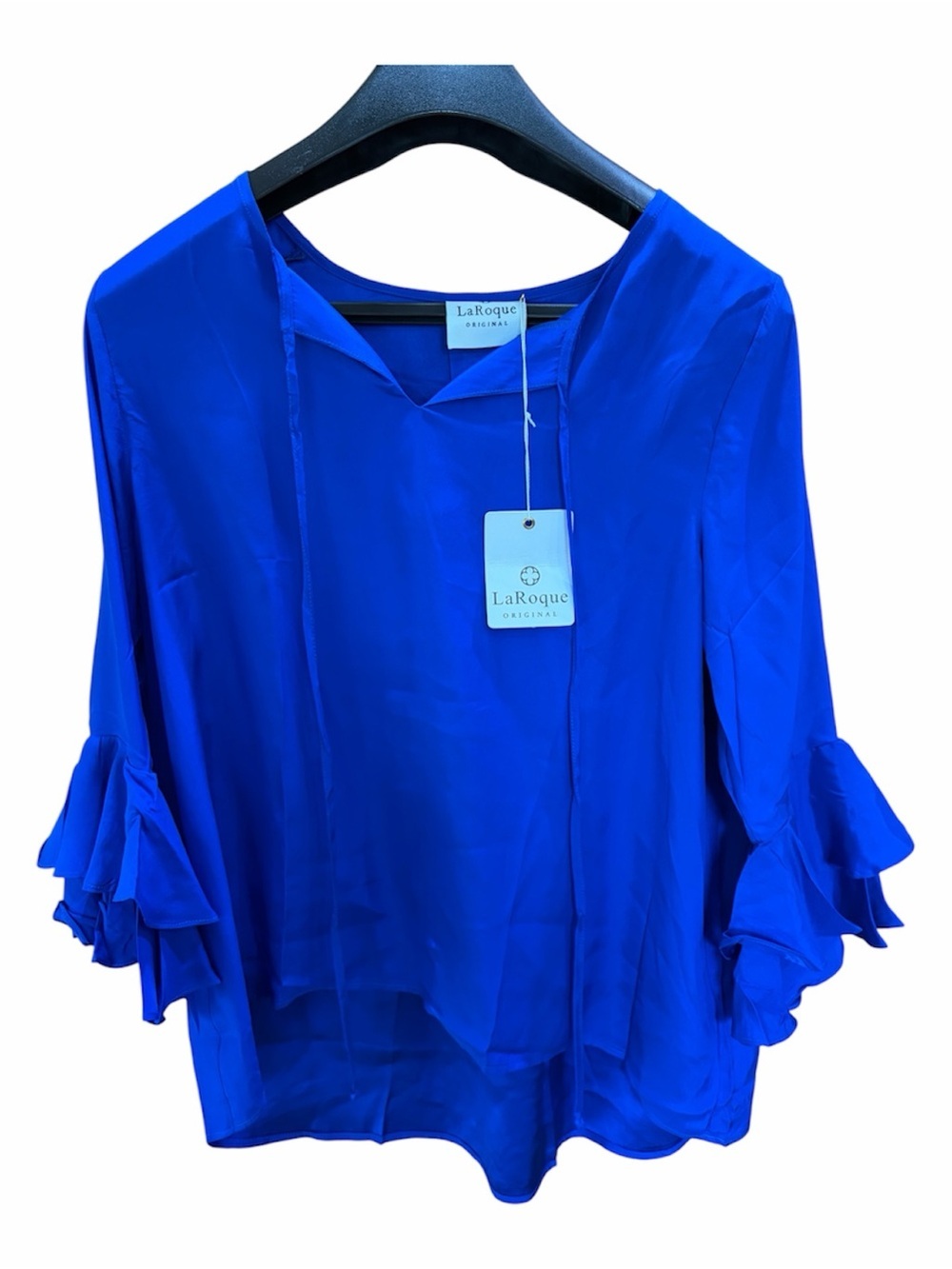 LaRoque Original | Royal Blue Ruffle Sleeve Silk Women's Blouse